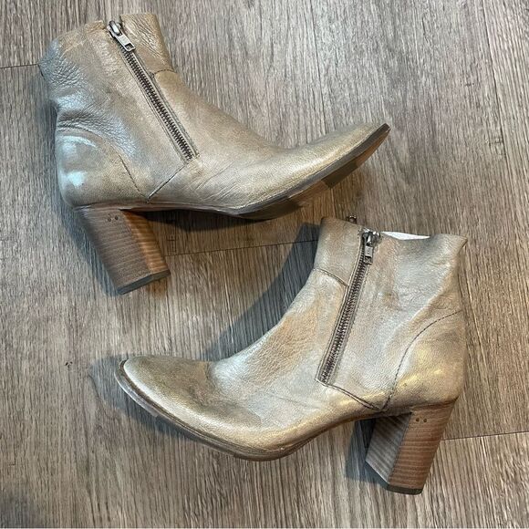 SILVANO SASSETTI Gray Leather Zipper Ankle Boots - Picture 3 of 13